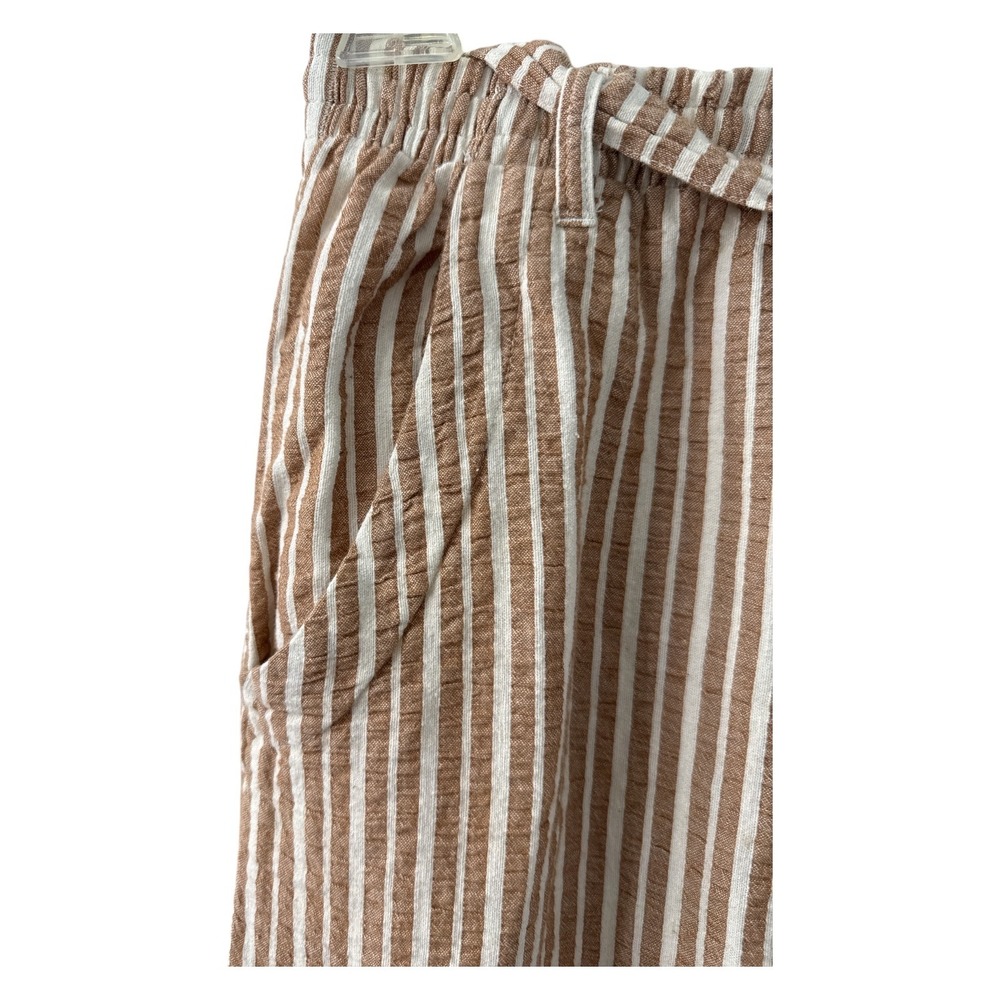 Rhythm Bahamas Pant Brown White Striped Linen Cotton Belted Size 2 NWT - Picture 2 of 6